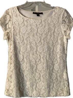 Fever White Lace Short Sleeve Top